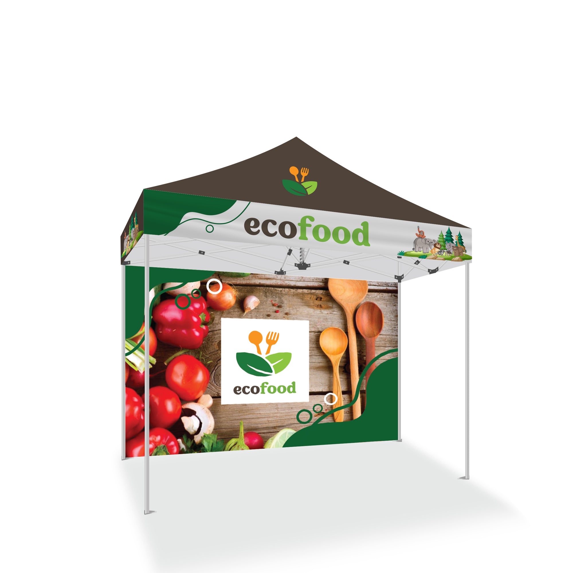 10x10 Standard Tent w/ Full Color Canopy and Back Wall