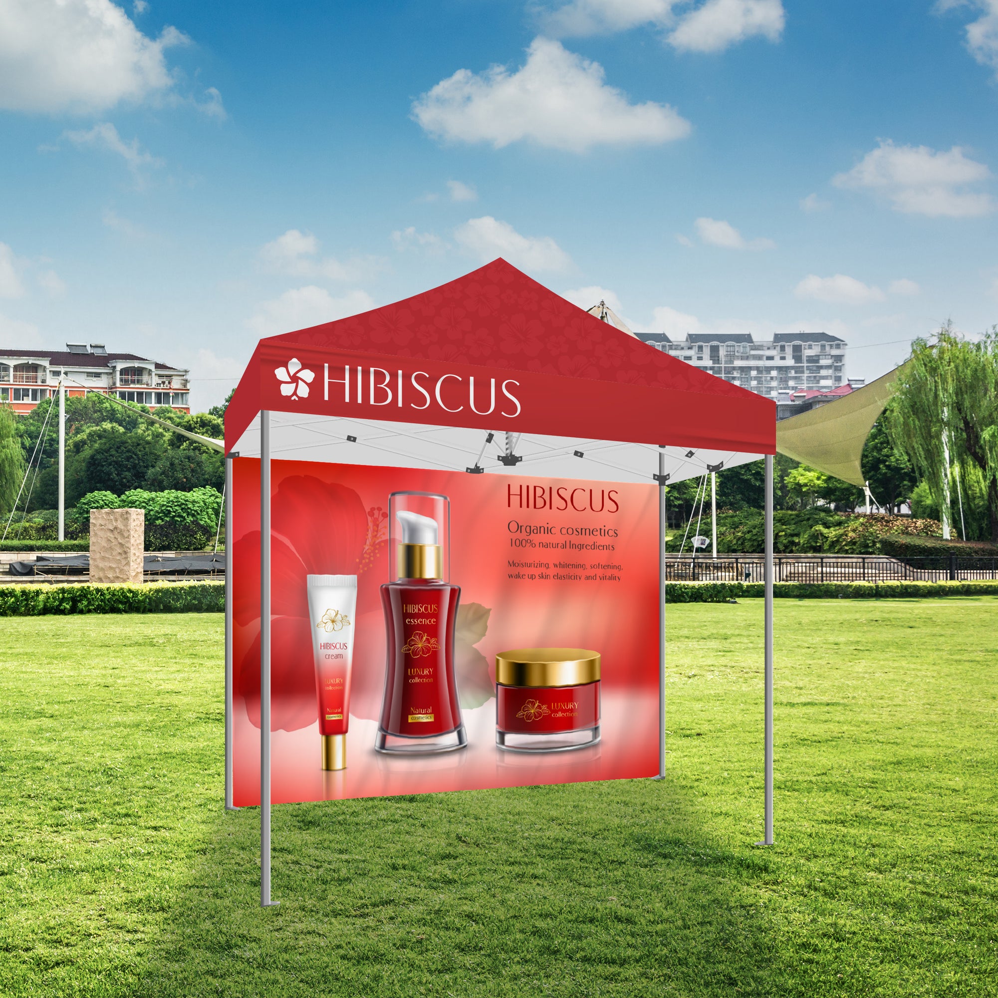 tent essence HassleFree™ 10x10 Tent w/ Full Color Canopy and Back Wall