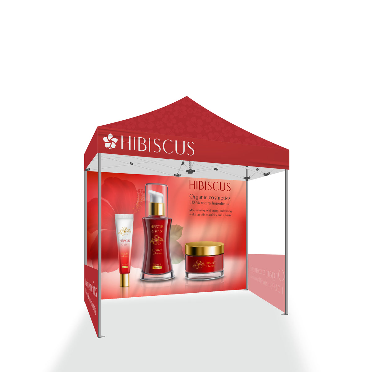 HassleFree™ 10x10 Premium Tent w/ Full Color Canopy, Back Wall, and Side Walls