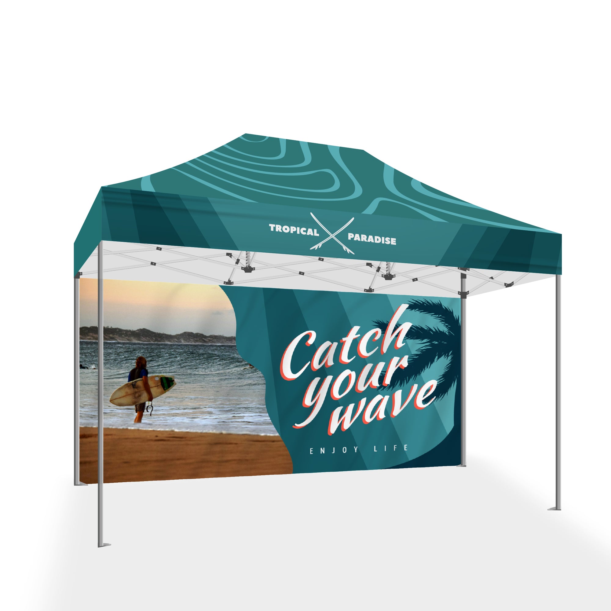 10x15 Premium Tent w/ Full Color Canopy and Back Wall