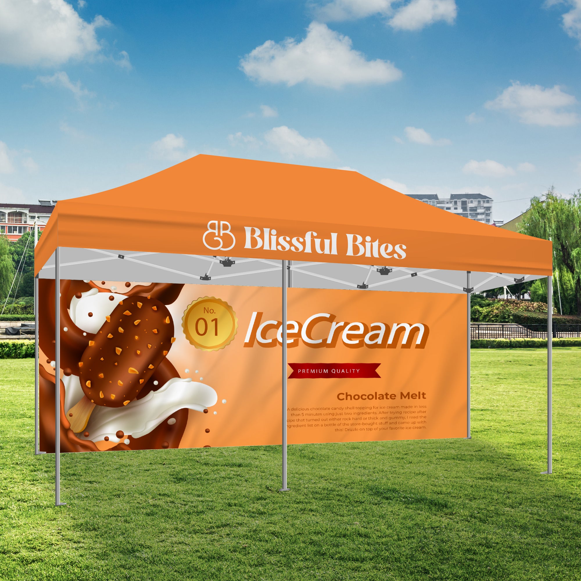 10x20 Premium Tent w/ Full Color Canopy and Back Wall