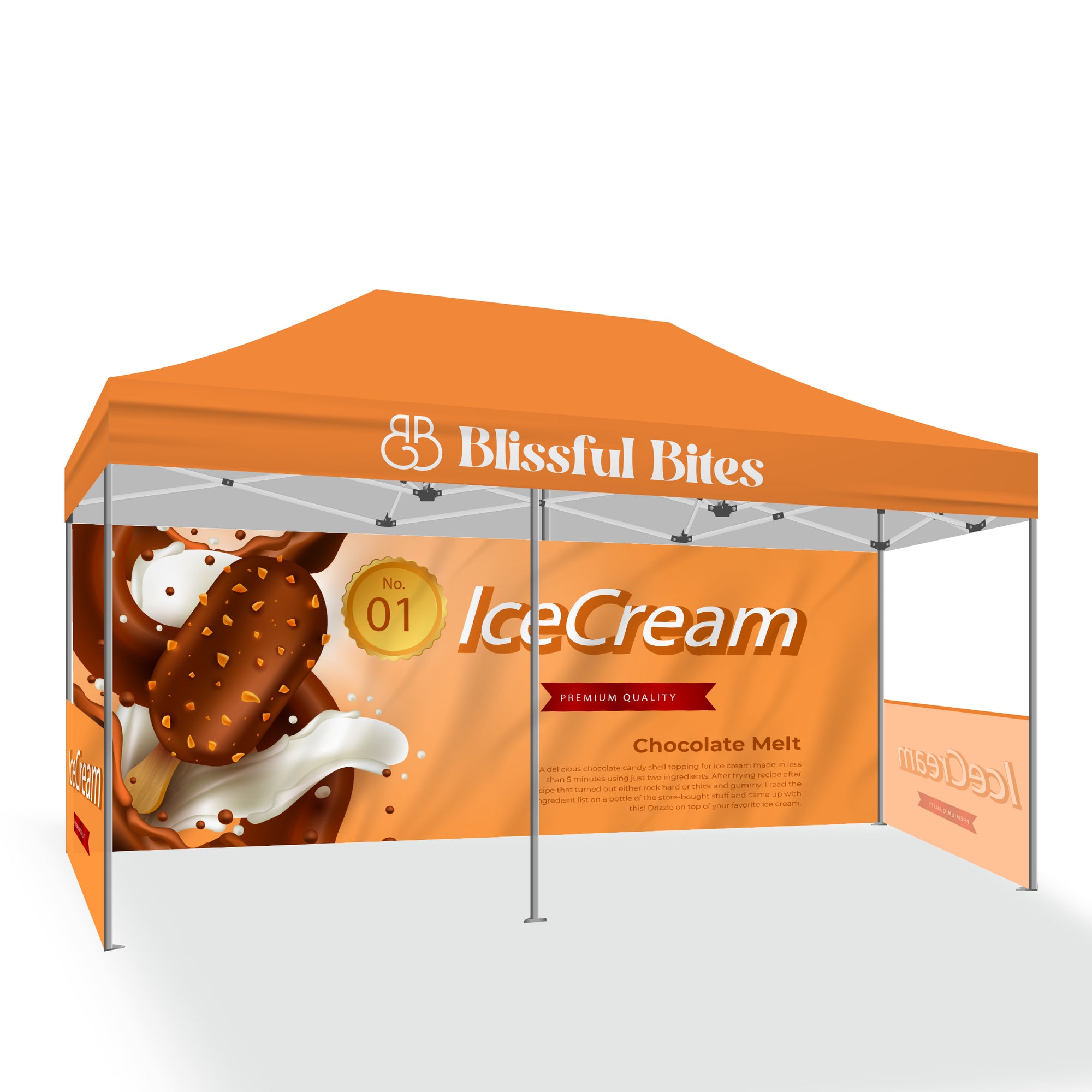 10x20 Premium Tent w/ Full Color Canopy, Back Wall, and Side Walls