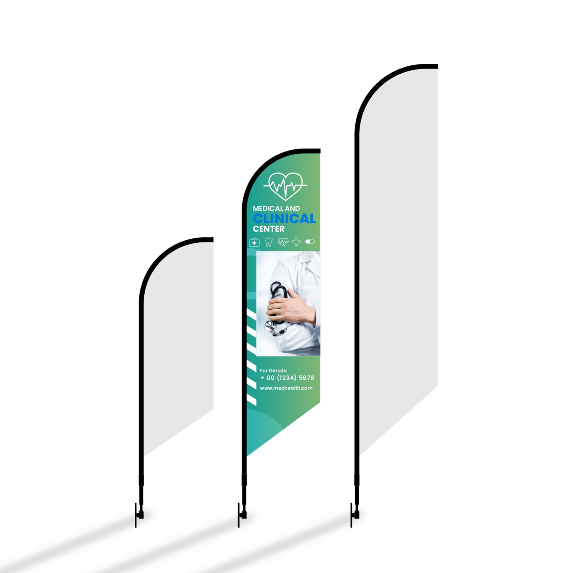12' Feathered Flag Kit w/ Double Sided Imprint, Poles