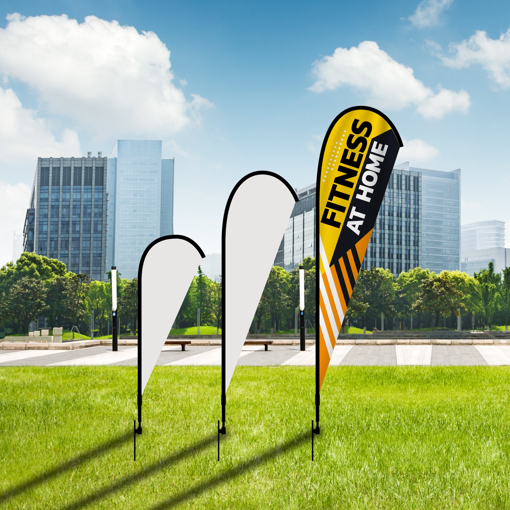 15' Teardrop Flag Kit w/ Double Sided Imprint, Poles, Ground Stake and Carry Case