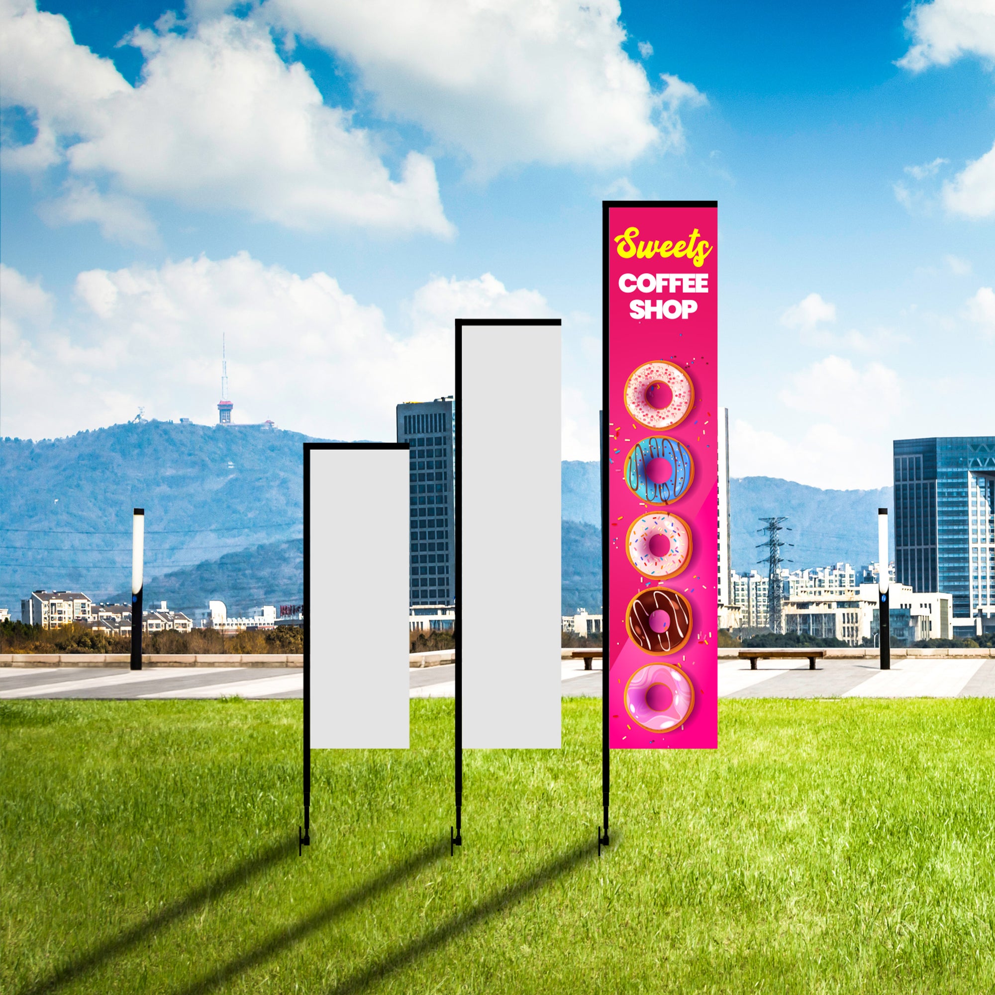 15’ Rectangular Feathered Flag Kit w/ Double Sided Imprint