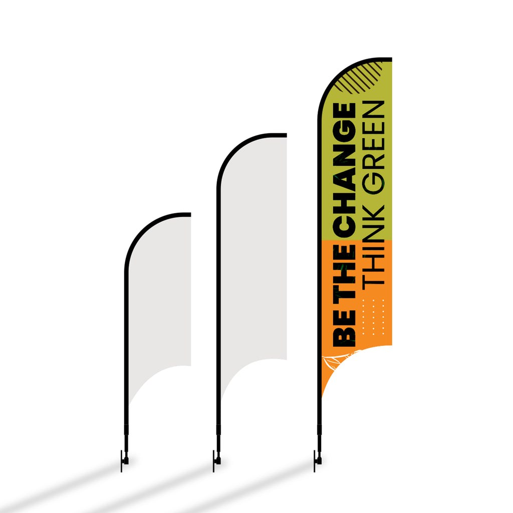 15' Feathered Flag Kit w/ Double Sided Imprint, Poles, Ground Stake and Carry Case