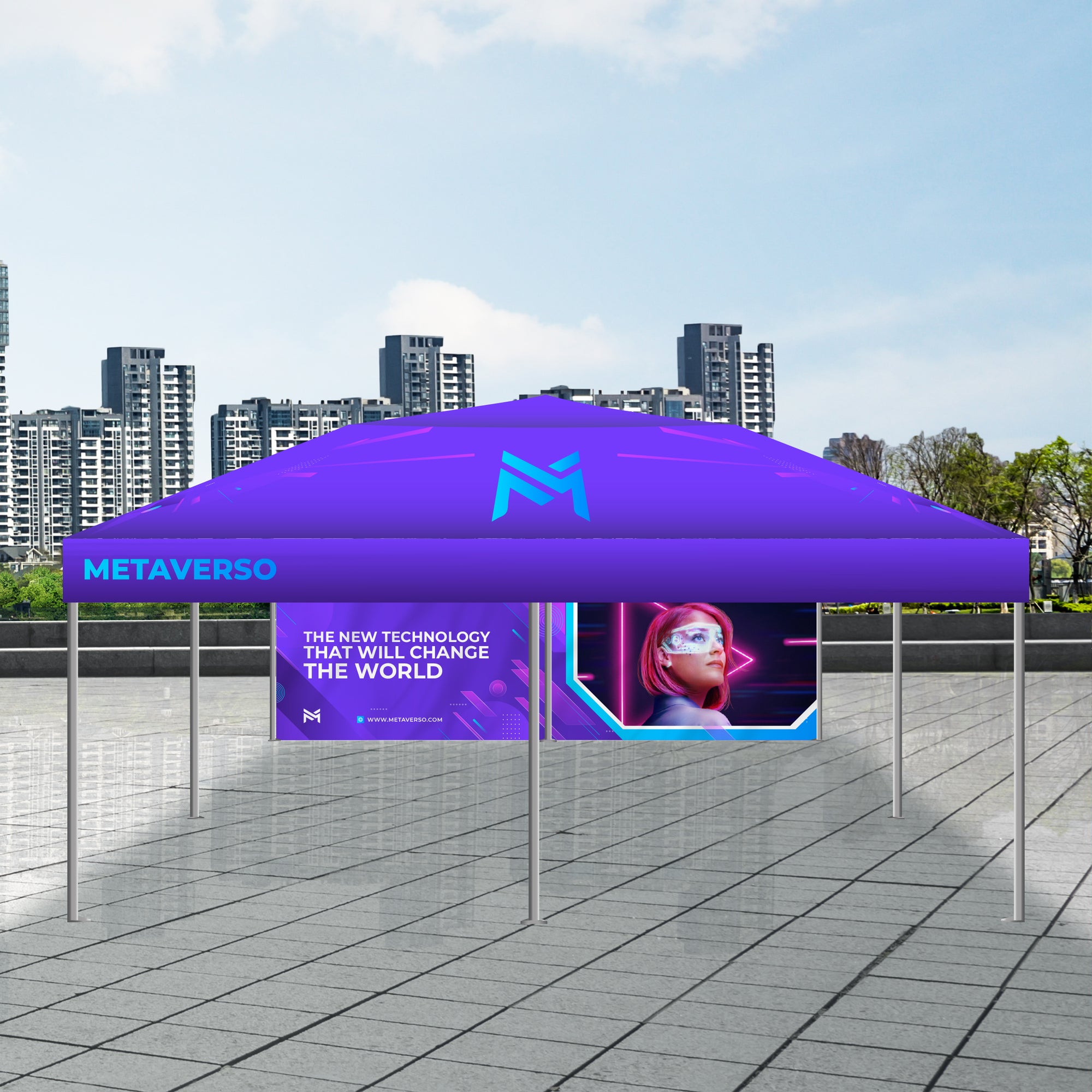 PREMIUM GIANT TENT 20x20 W/ FULL COLOR CANOPY AND BACK WALL