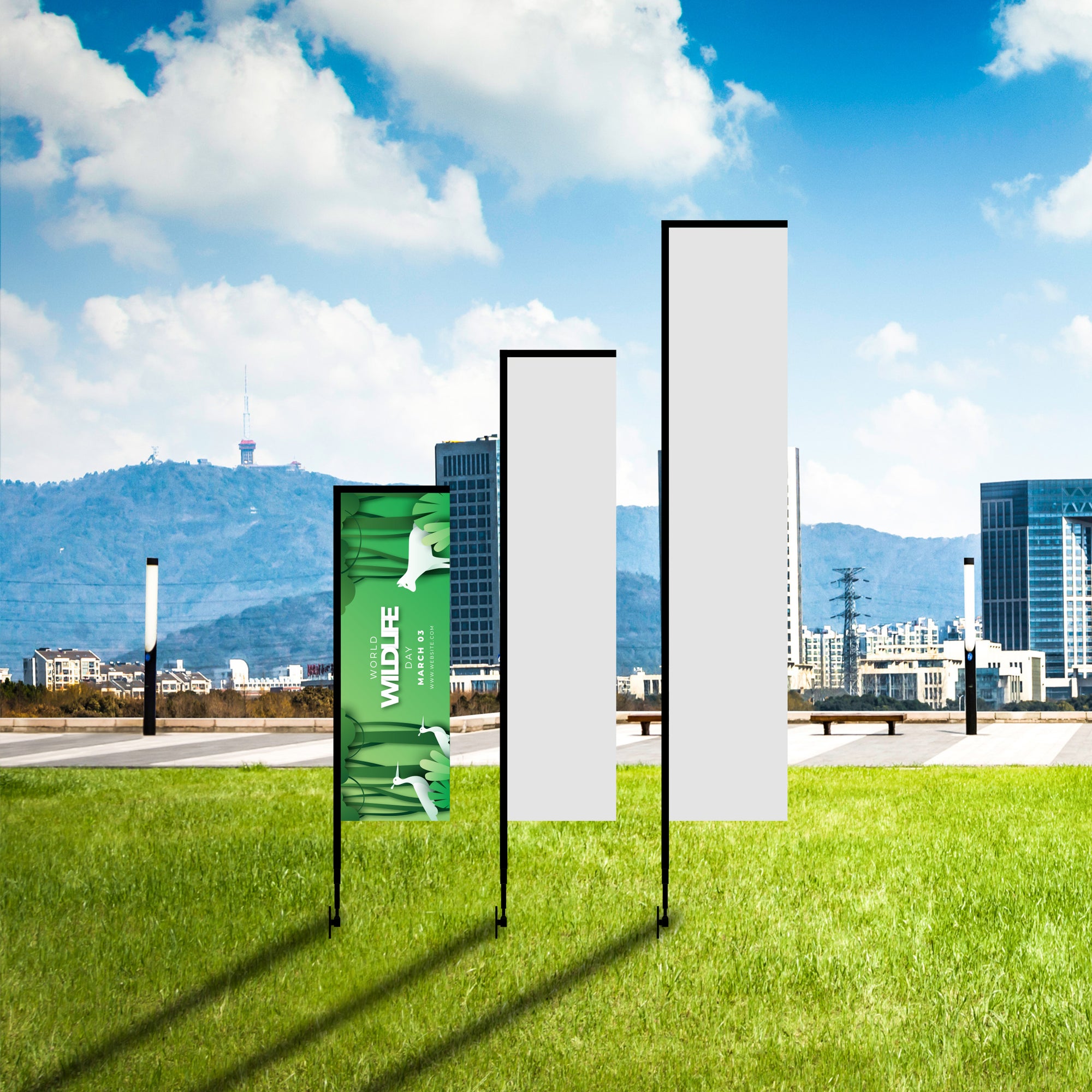 8’ Rectangular Feathered Flag Kit