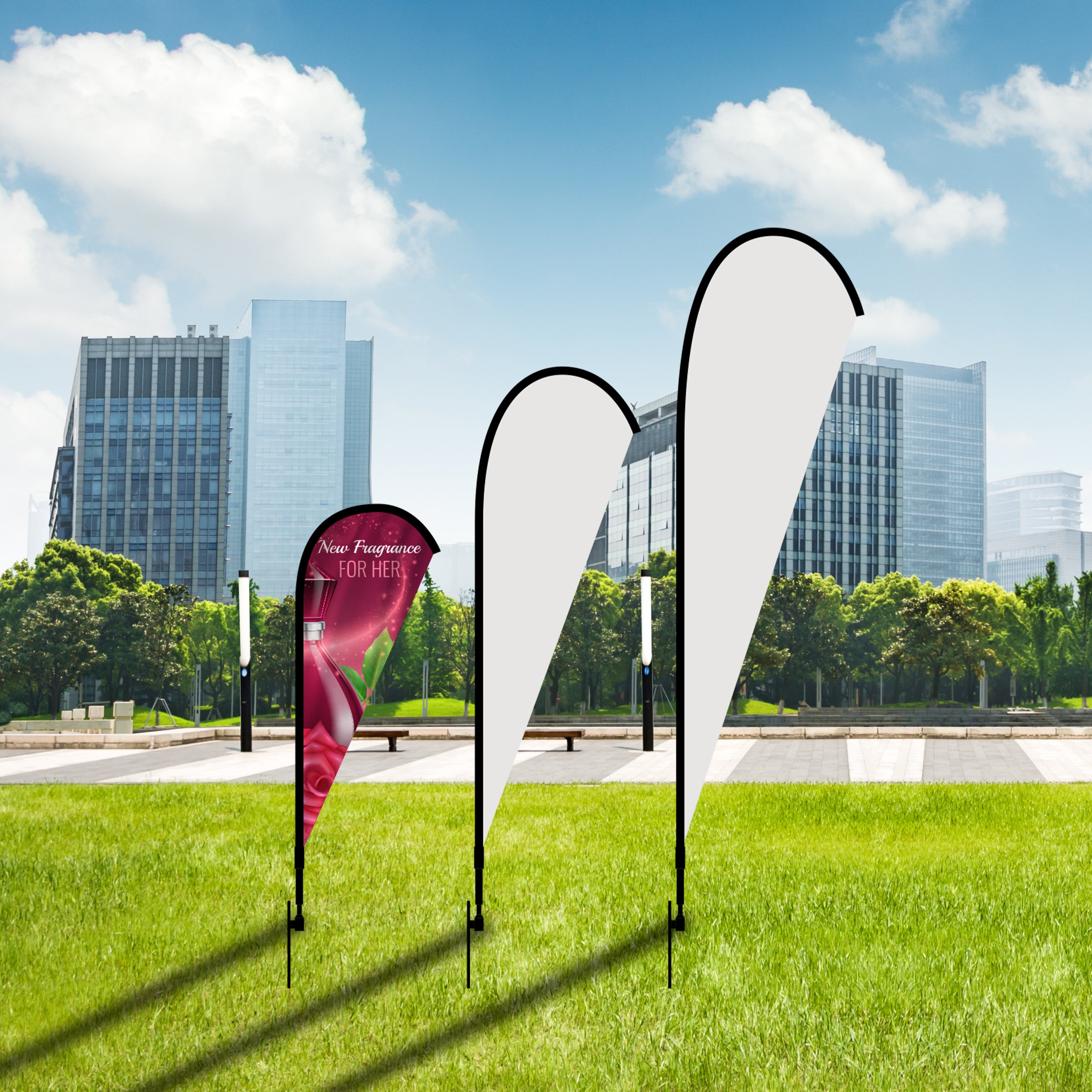 8' Teardrop Flag Kit w/ Double Sided Imprint, Poles, Ground Stake and Carry Case