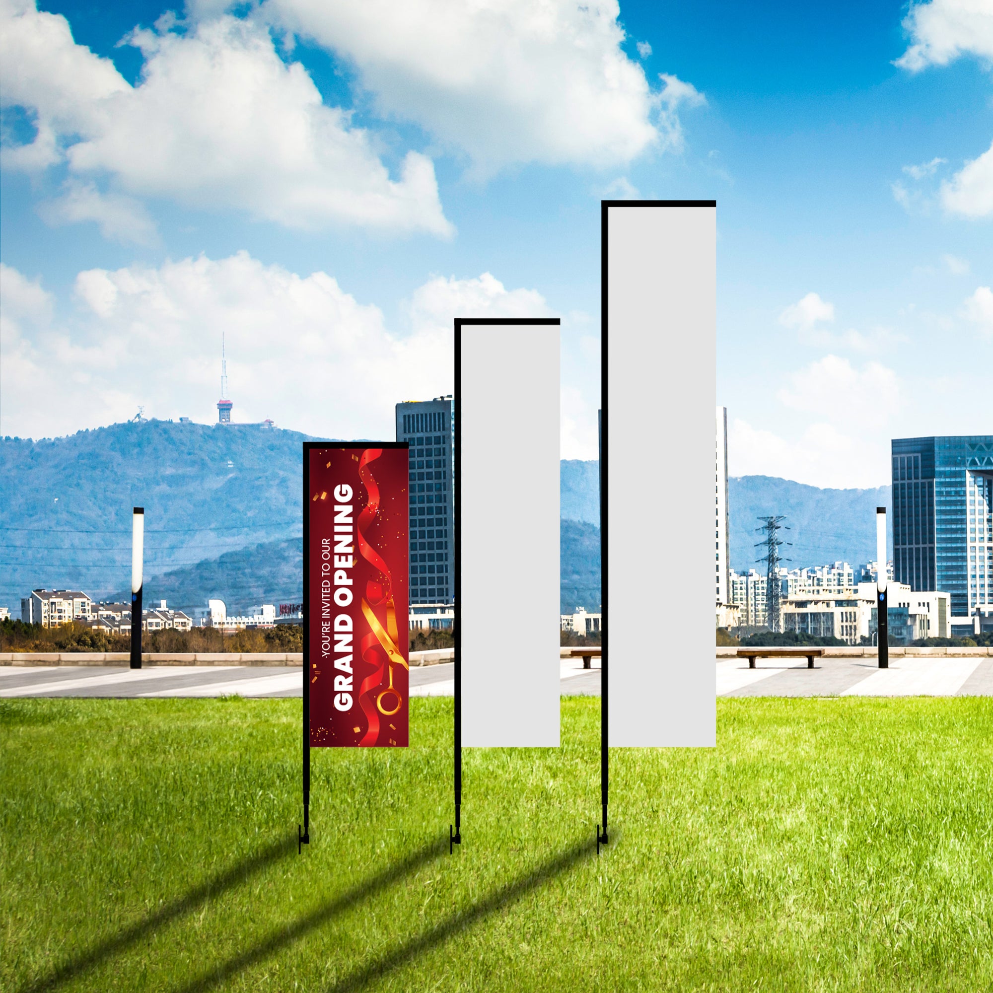 8’ Rectangular Feathered Flag Kit w/ Double Sided Imprint