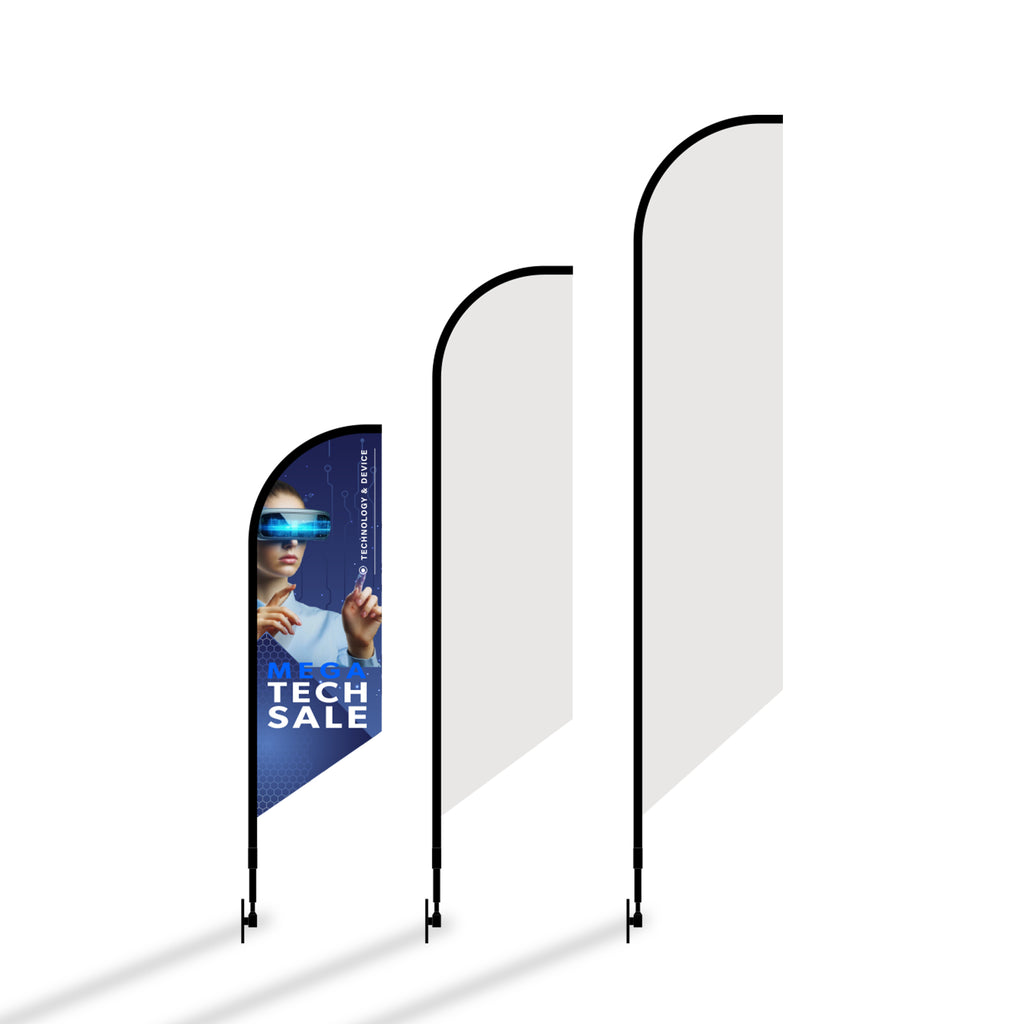 8' Feathered Flag Kit w/ Double Sided Imprint, Poles, Ground Stake and Carry Case