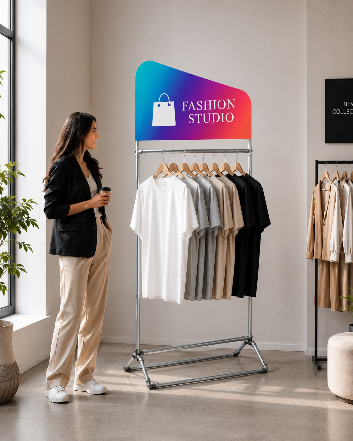 Angled Apparel Display - 3.3' x 7.5'