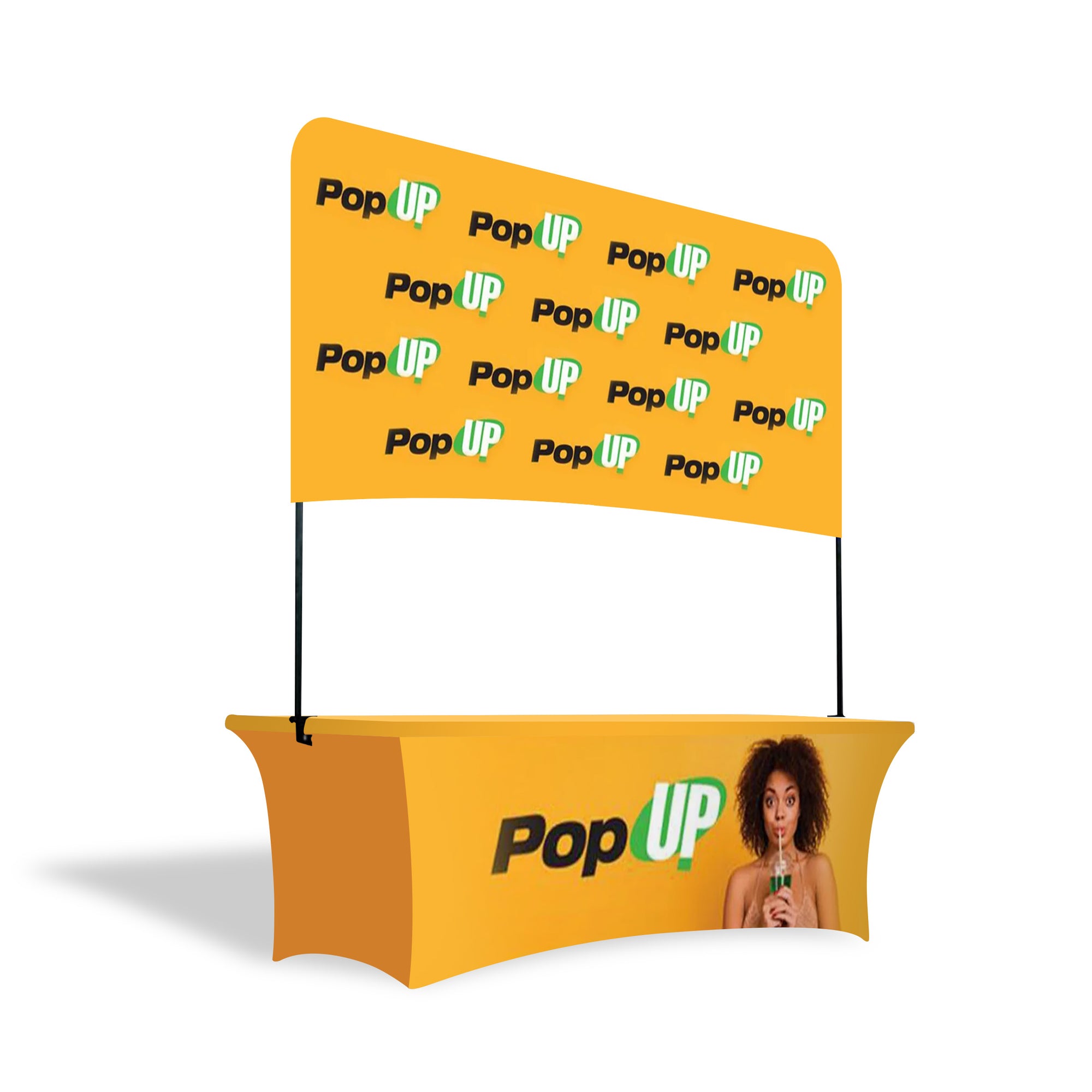 Overhead 8' Table Top Display w/ Open Back Table Cover