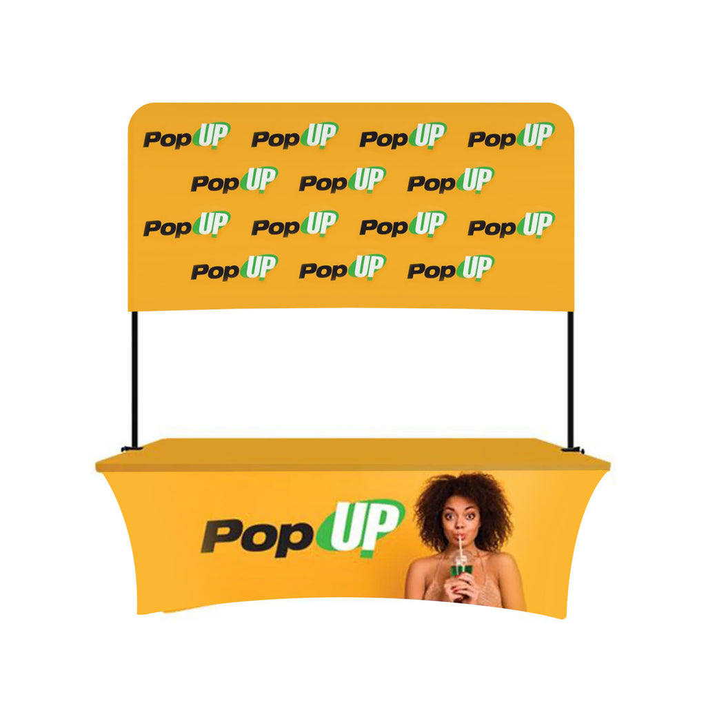Overhead 8' Table Top Display w/ Open Back Table Cover