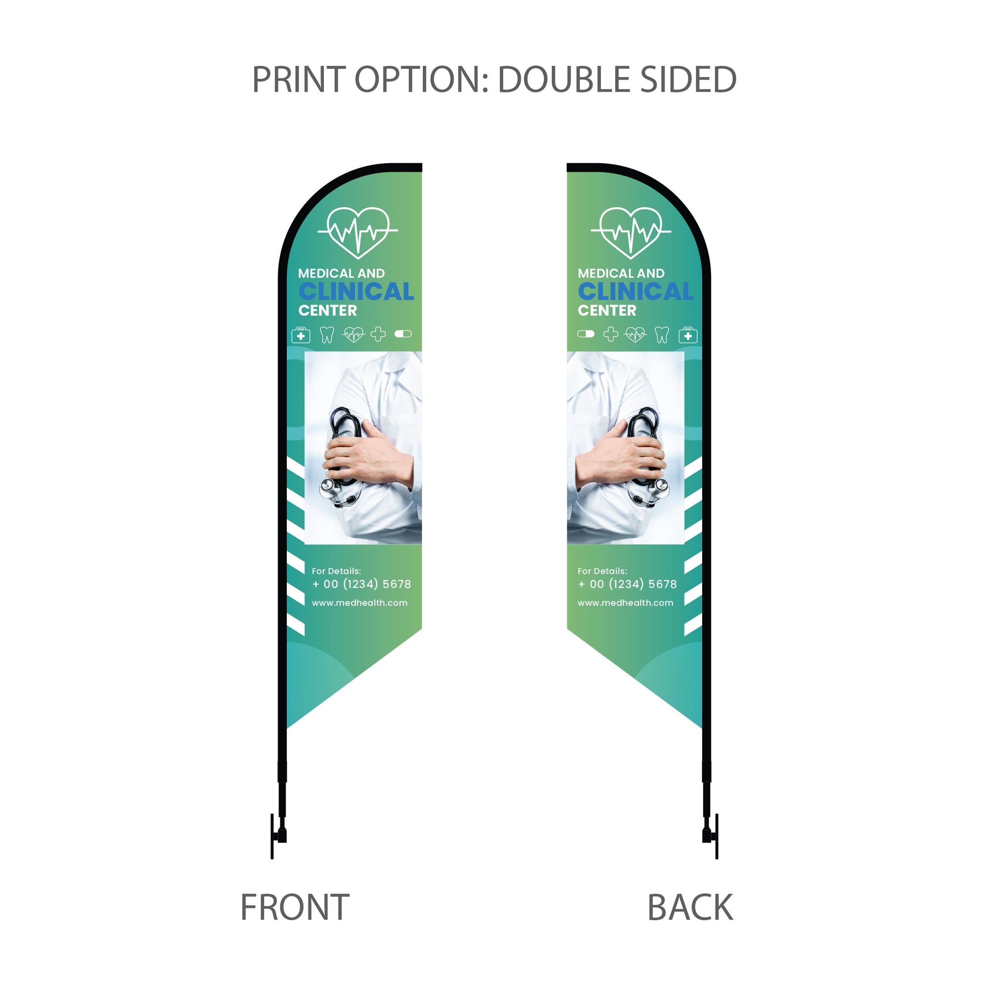 12' Feathered Flag Kit w/ Double Sided Imprint, Poles