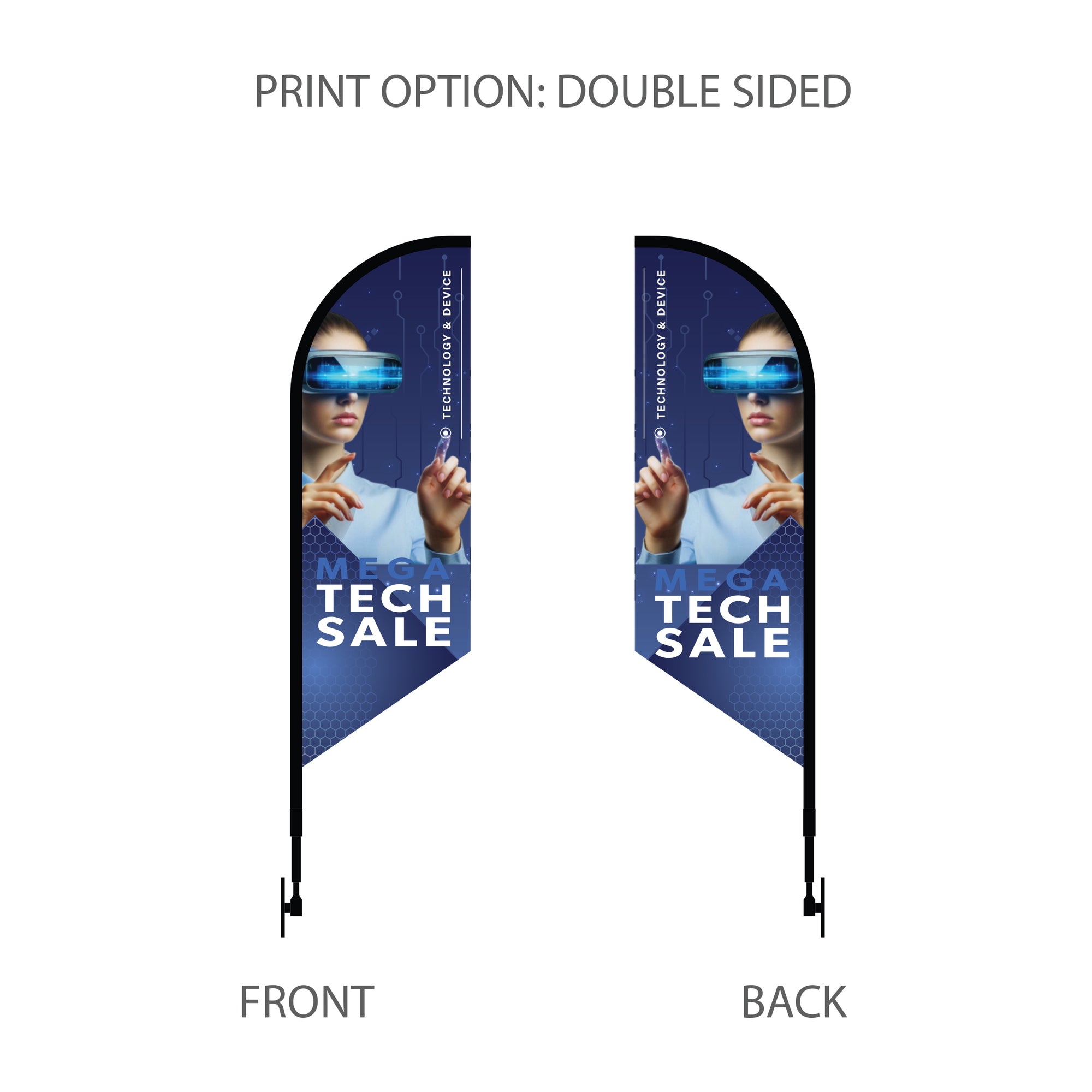8' Feathered Flag Kit w/ Double Sided Imprint, Poles, Ground Stake and Carry Case