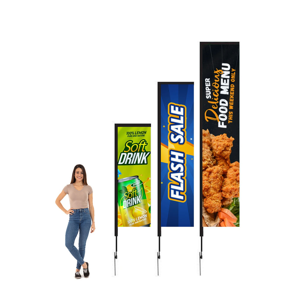 8’ Rectangular Feathered Flag Kit w/ Double Sided Imprint