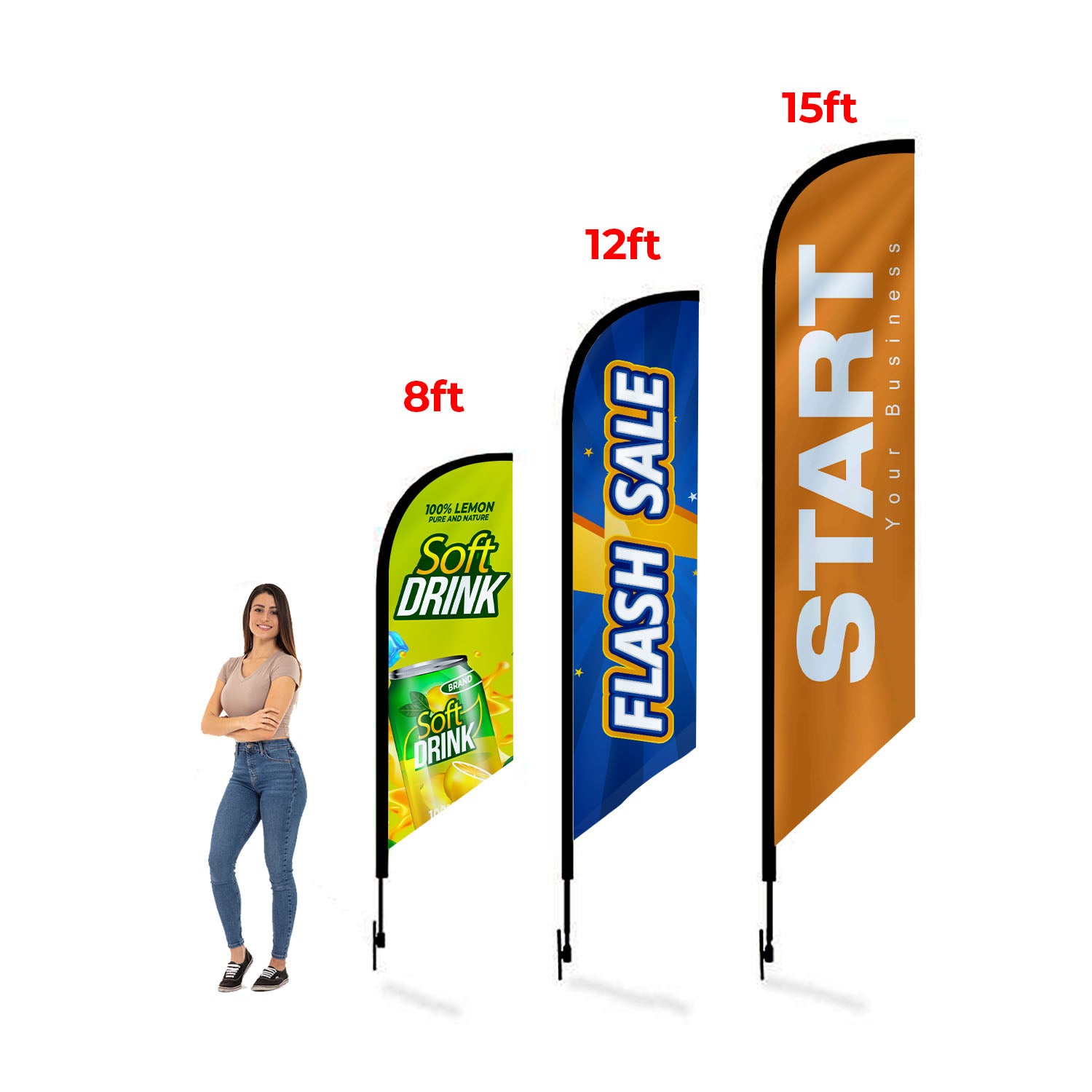 12' Feathered Flag Replacement w/ Double Sided Imprint