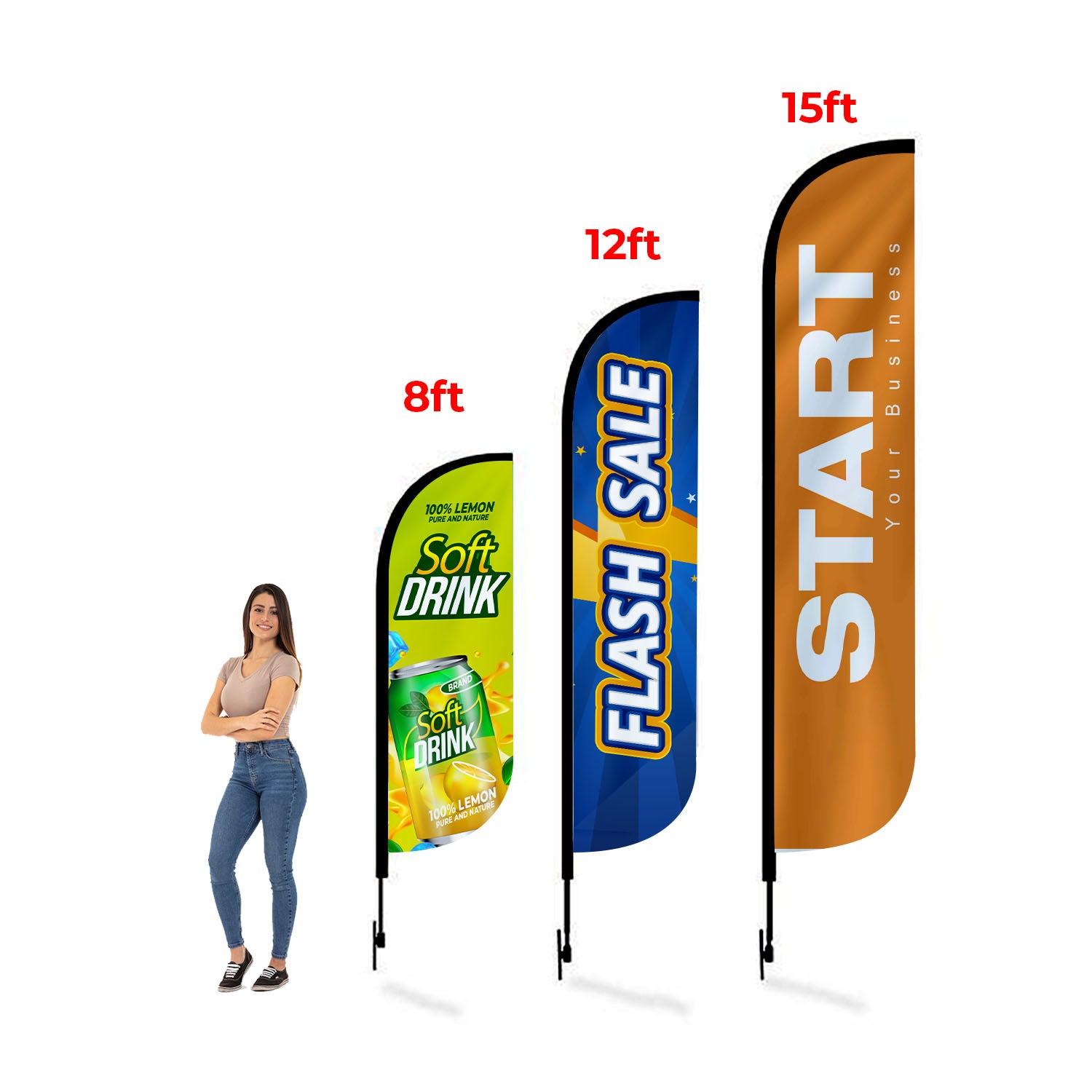 8' Feathered Flag Replacement w/ Double Sided Imprint