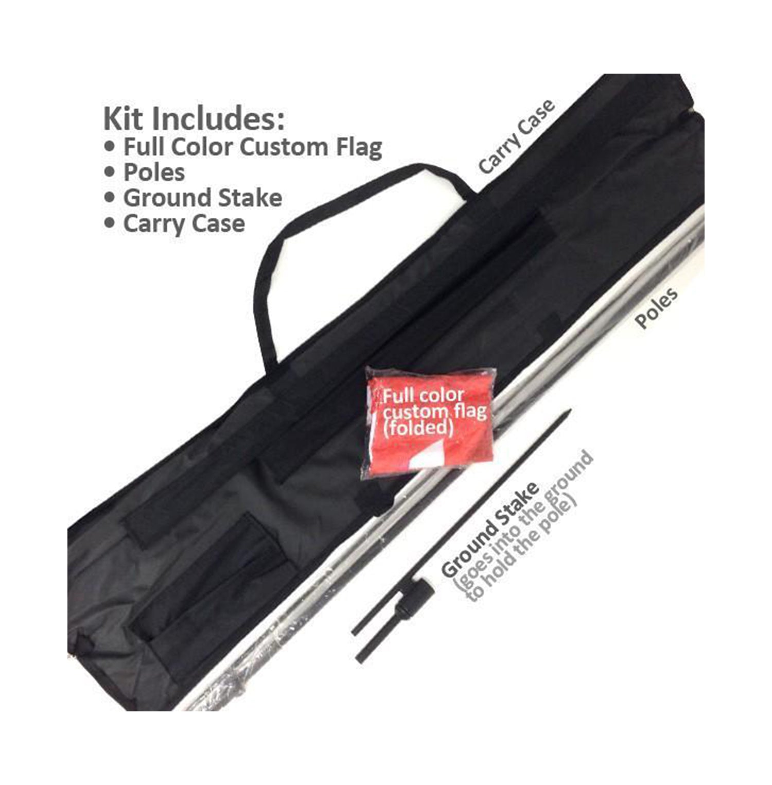 8' Feathered Flag Kit w/ Double Sided Imprint, Poles, Ground Stake and Carry Case